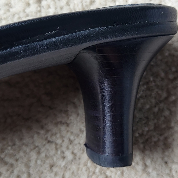 Paul Green Leather Munchen Low Kitten Heel Sandals Black Y2K Size 6 - Picture 10 of 12